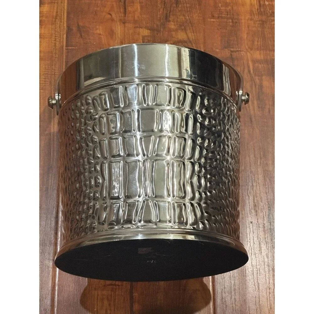 Vintage Ralph Lauren Home Crocodile Repousse Finish Stainless Steel Ice Bucket